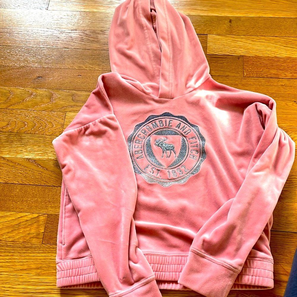 Barely worn Abercrombie pink velour hoodie
